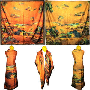 NWT Double Sided Silk Scarf 53"x53" Large Square Shawl Wrap XiangYunSha 36441